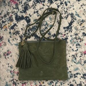 Elegant Olive Crossbody Bag with Tassel